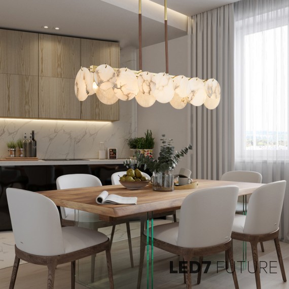 Loft Industry Modern - Leather&Marble Linear Chandelier